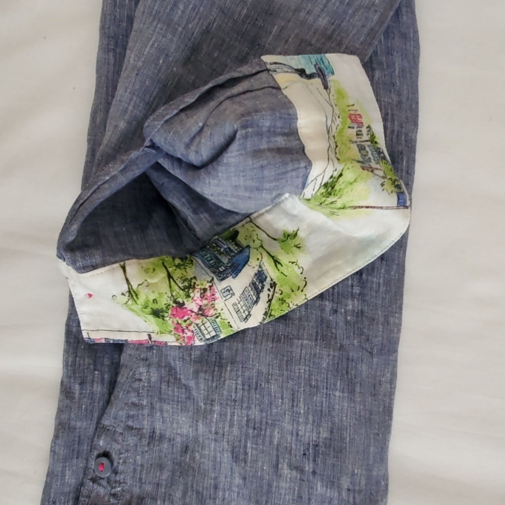 Chico's Women's No Iron Long Sleeve Linen Side-Button Shirt Size 0/US(4/6) - Picture 7 of 14